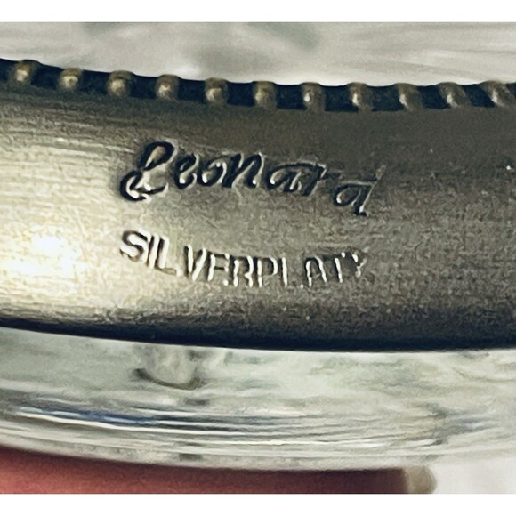 Vintage Leonard Italy Silverplate & Glass Coasters Set of 8 Starburst Design - Picture 3 of 12